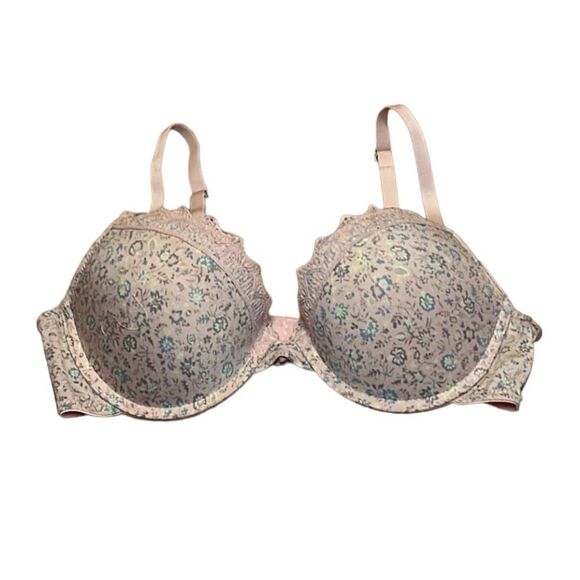 34C Lucky Brand Peach Floral push-up Bra, calico, underwire 34C - Picture 1 of 6